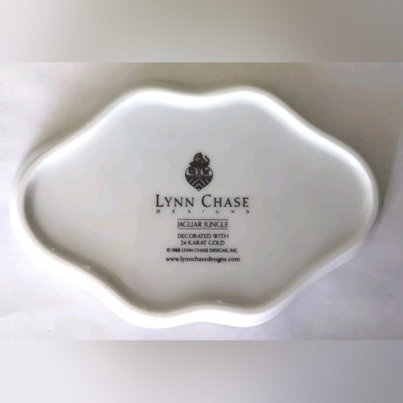 Lynn Chase JAGUAR JUNGLE Trinket Dish Bird Black Gold Catchall Exotic Chic - Picture 5 of 9